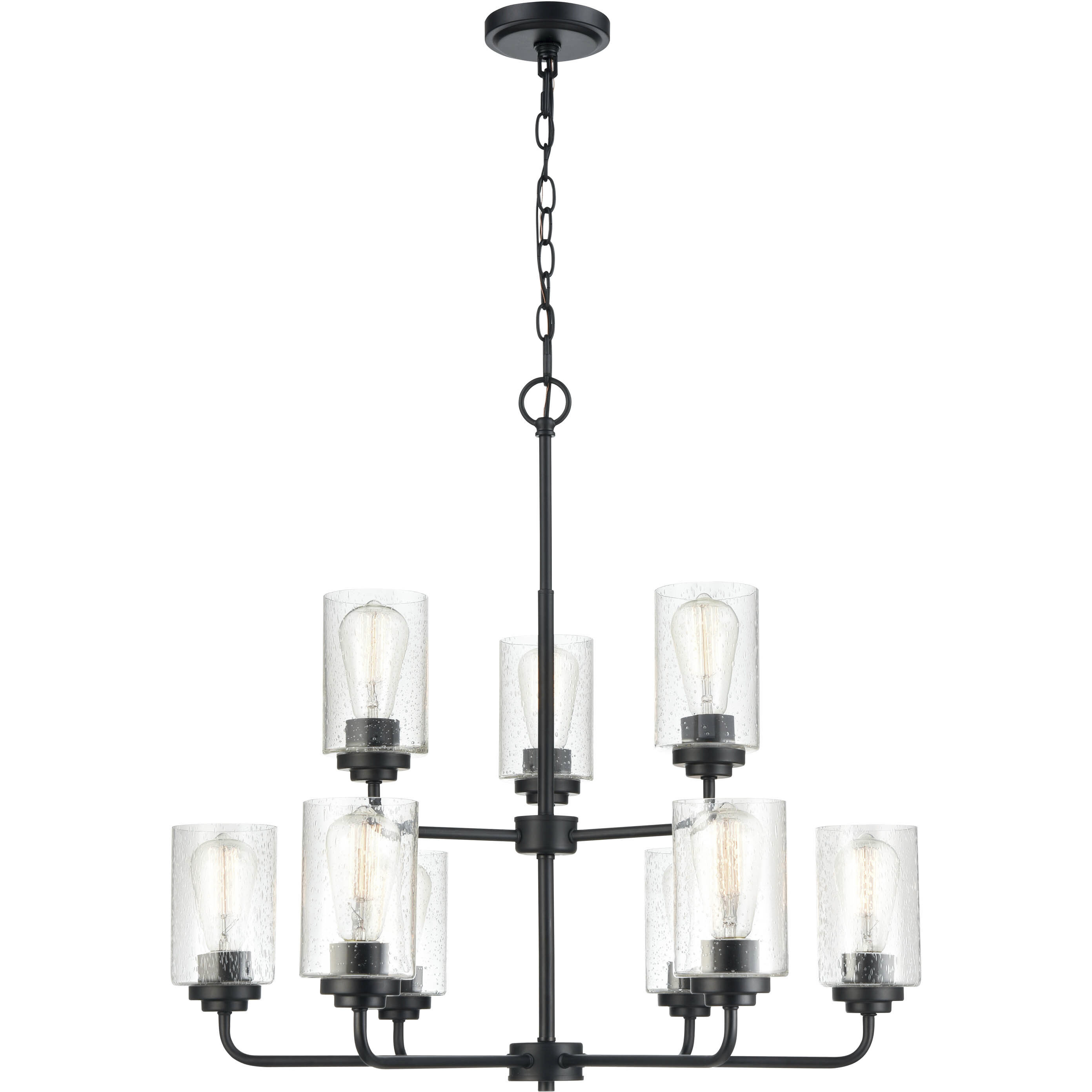 Moven 9 Light 28 inch Matte Black Chandelier Ceiling Light